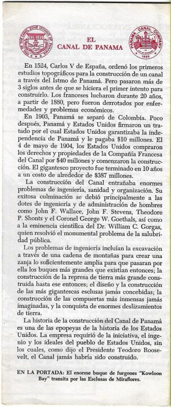 1950s Original Tourist Brochure Panama Canal Atlantic Pacific Ship Spanish - Image 3