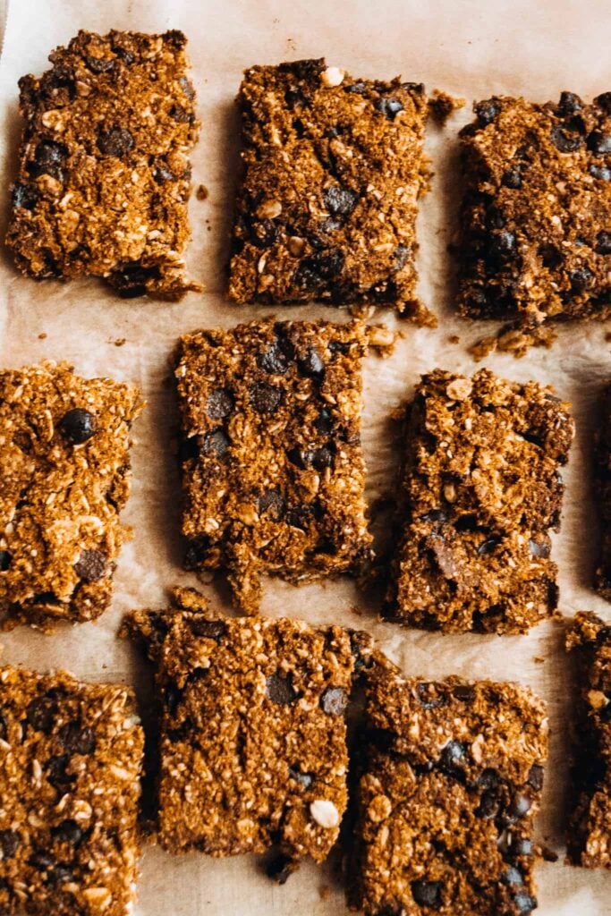 vegan pumpkin chocolate chip oat bars