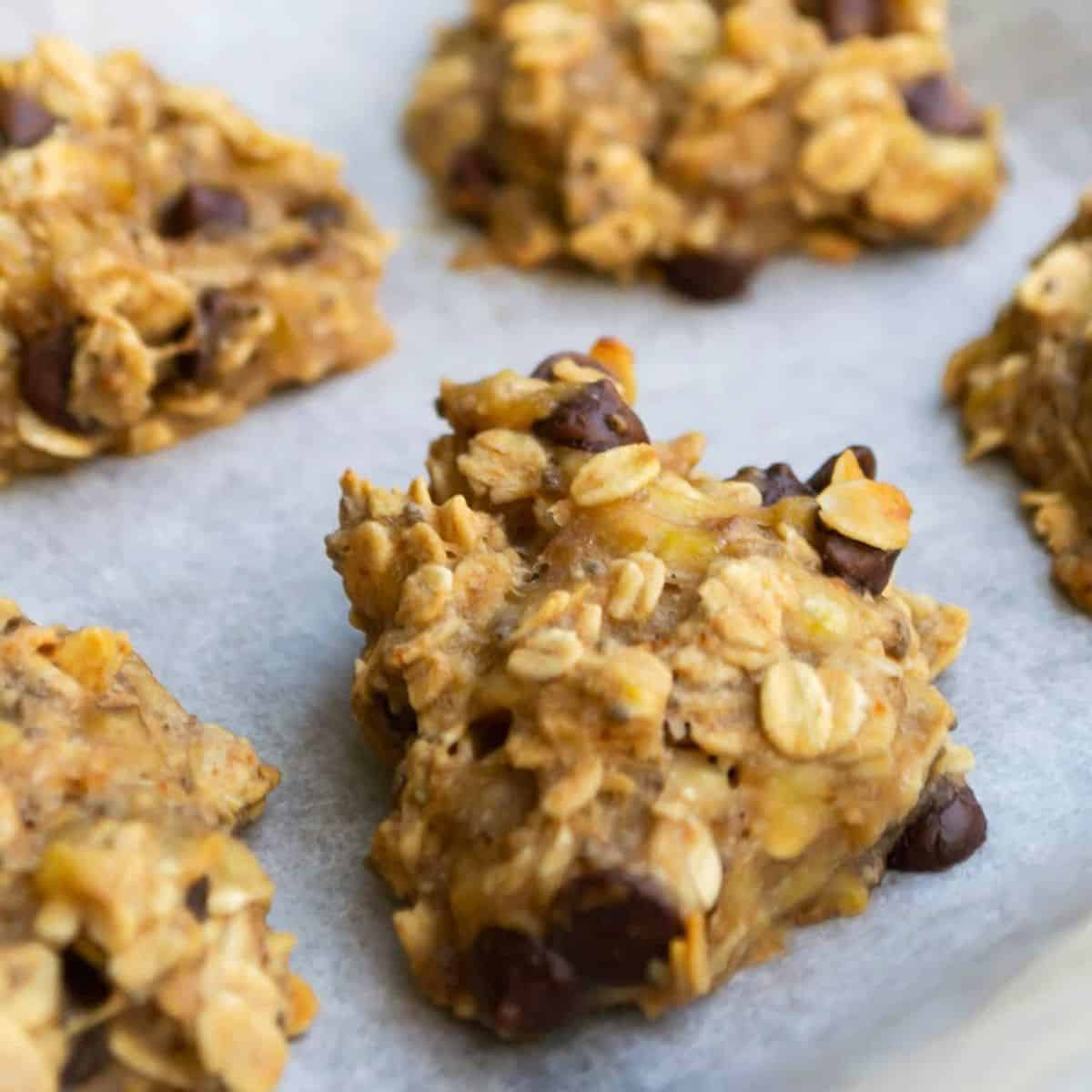 A closeup of biscoff oatmeal breakfast cookies.