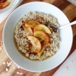 Thumbnail image for apple porridge recipe showing a bowl of apple porridge.