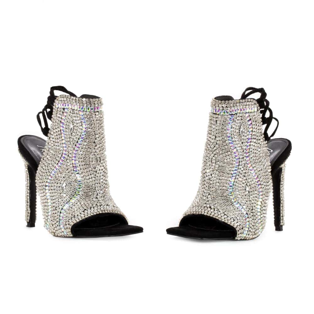 both shoes All That Jazz Black Stiletto heels with Crystal Diamonds