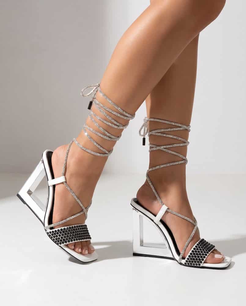 The Riviera: White Chrome Wedge with Black Diamonds - Image 11