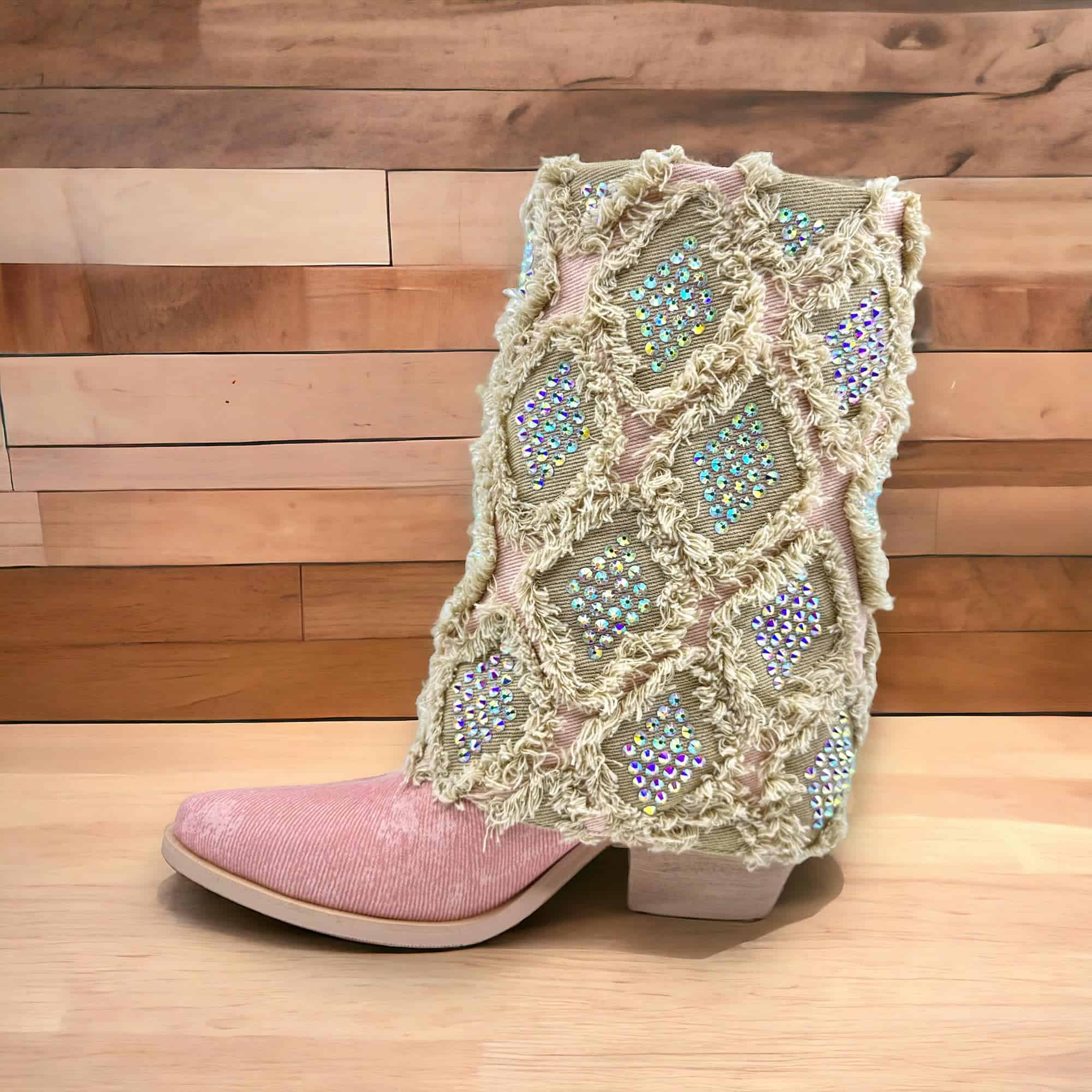 Gram Glam Pink Boot with Crystal AB Diamonds, Soft Pink Women's Boots