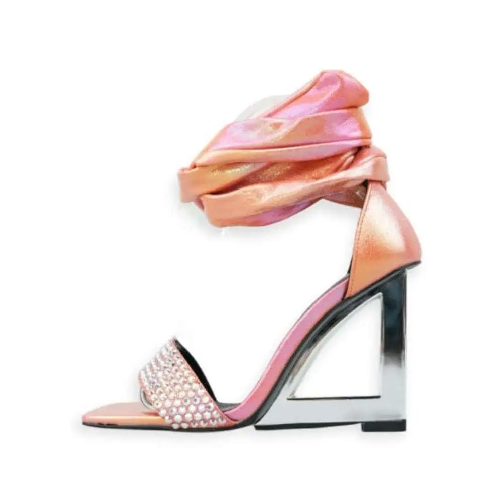 The Riviera: Coral Ombre Wedge Heel with Diamonds