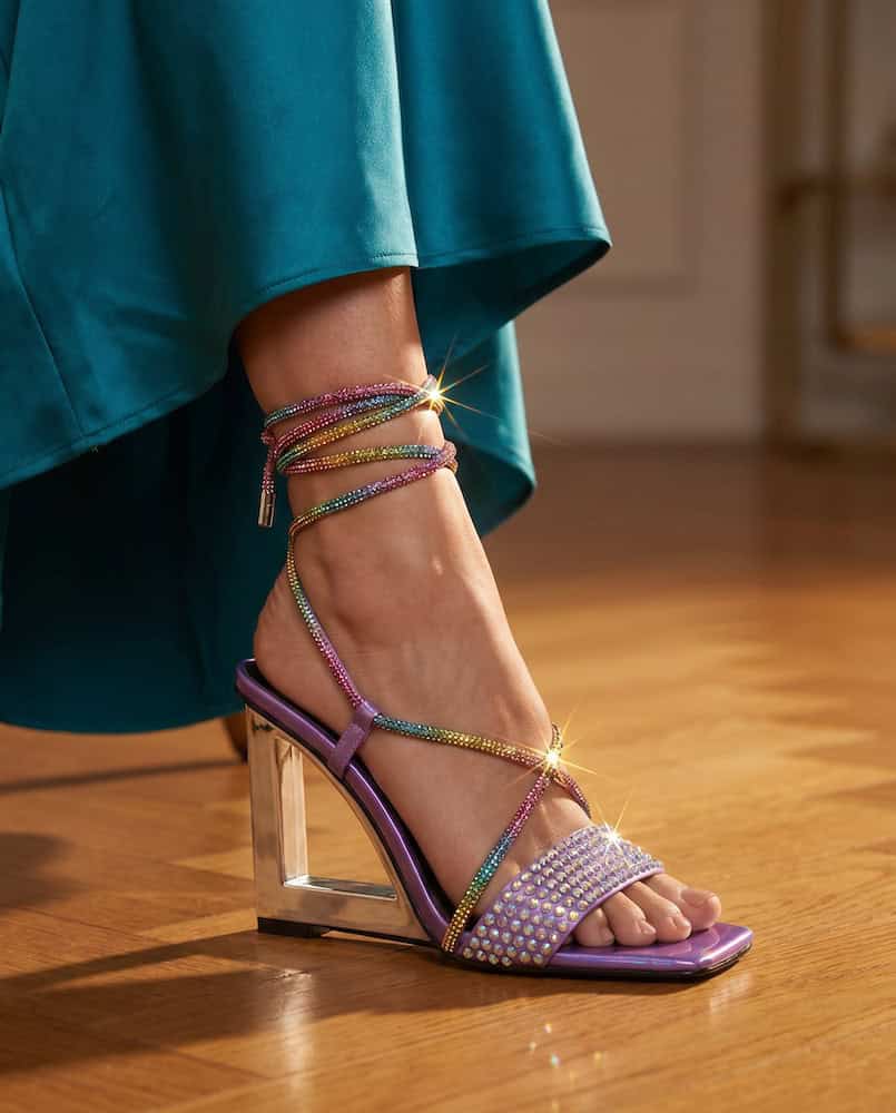 The Riviera: Purple Wedge Heel with Diamonds - Image 6
