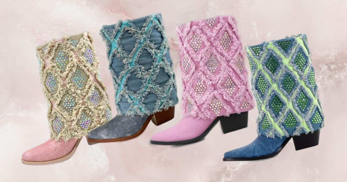 4 styles of denim country boots with cuffs