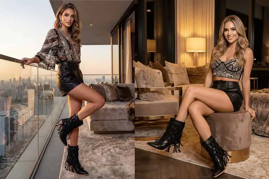 2 models with black leather booties, guide how to style booties in 2026