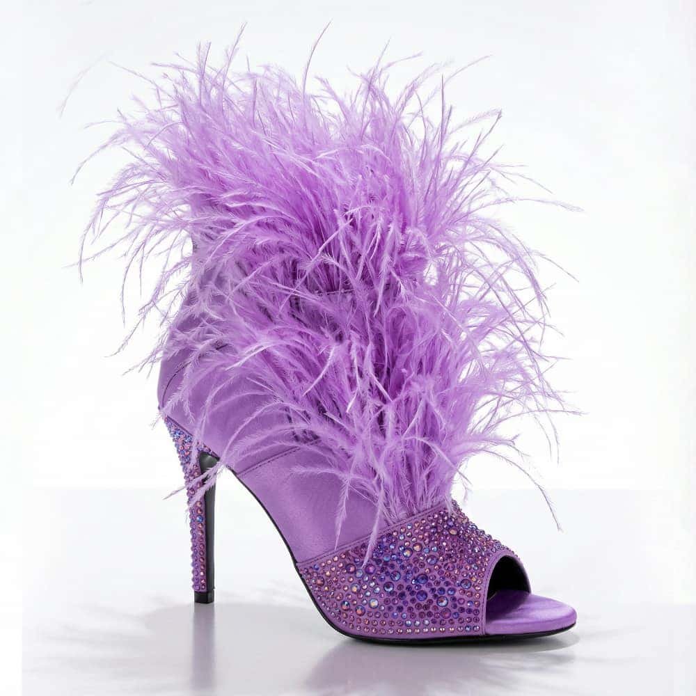 The Foxy Open-Toe Purple Stiletto with Premium Feathers