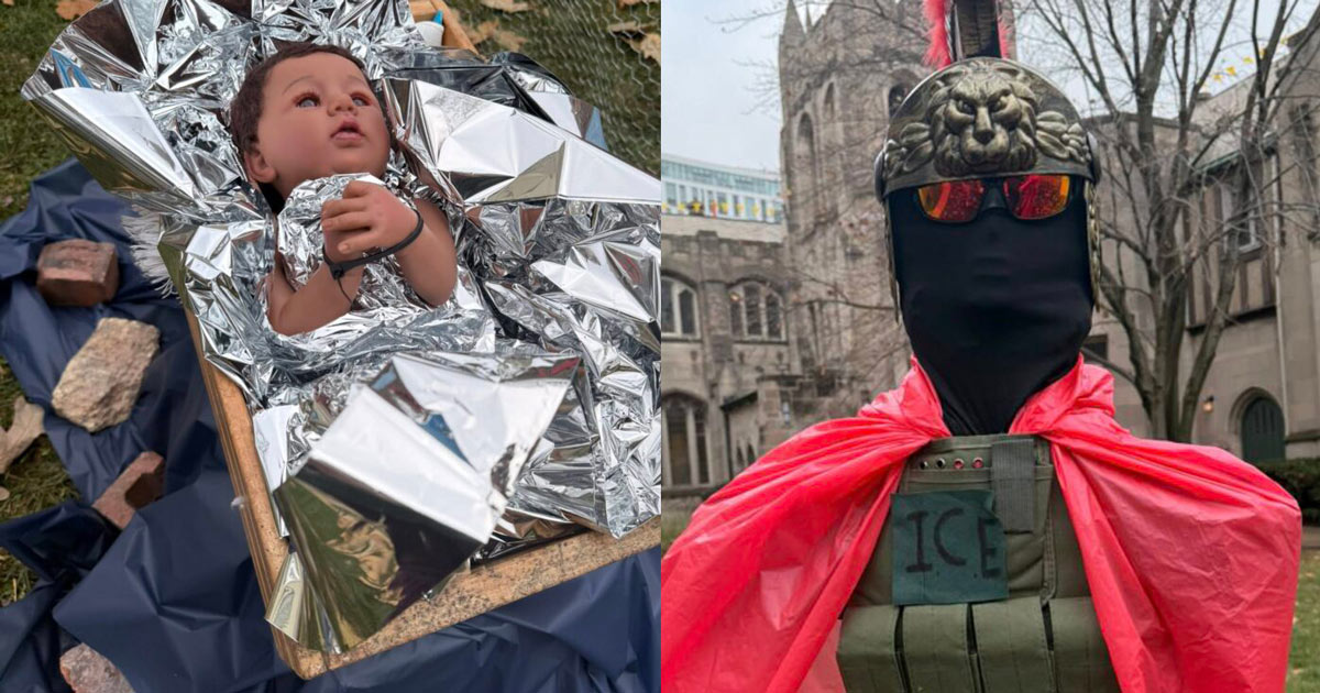 ‘Progressive Christian’ Church Nativity Scene Features Zip-Tied Baby Jesus Depicted as Illegal Alien