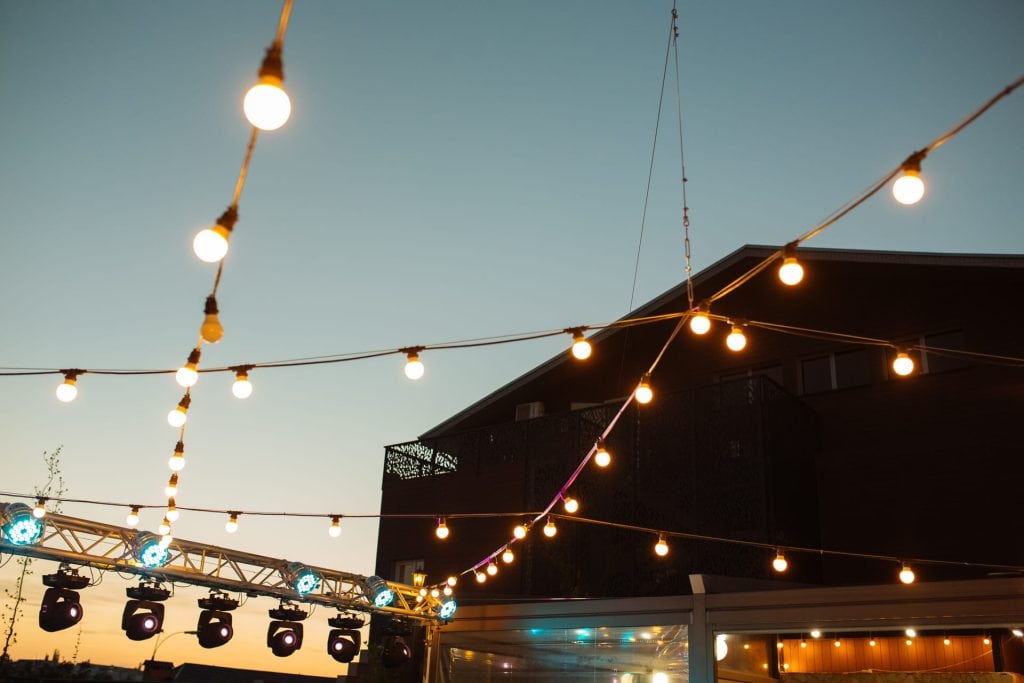 Outdoor event lighting rentals