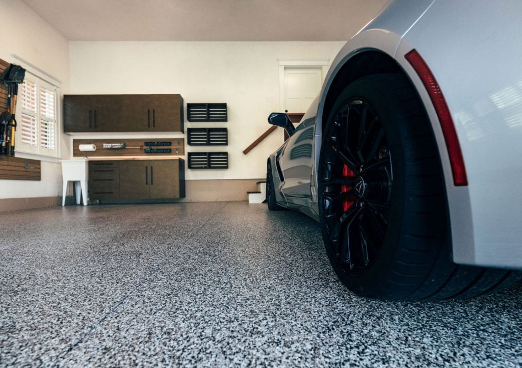 Concrete coating on a garage floor
