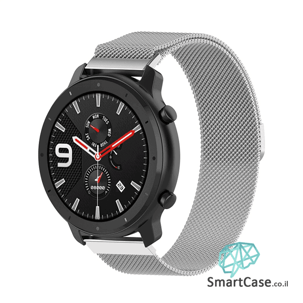 רצועת ברזל מגנט Milanese בצבע כסוף לשעוני גלקסי וואווי גרמין הואמי