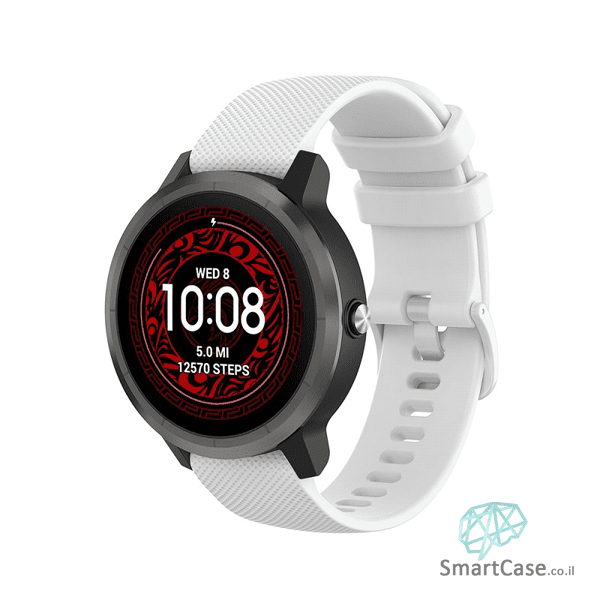 רצועת סיליקון בצבע לבן עם אבזם לשעוני גלקסי וואווי גרמין הואמי