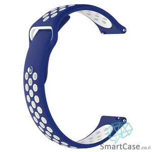 רצועת סיליקון ספורט בצבע כחול לבן לשעוני גלקסי וואווי גרמין הואמי