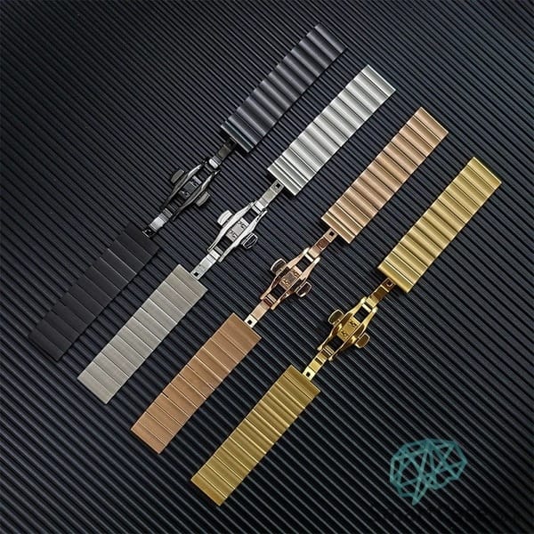 רצועת ברזל פרימיום איכותית בצבע זהב ורדים לשעוני גלקסי וואווי גרמין הואמי