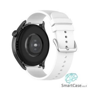 רצועת סיליקון חלקה בצבע White אבזם כסוף לשעוני גלקסי וואווי גרמין הואמי