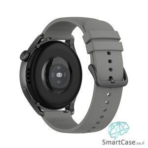 רצועת סיליקון חלקה בצבע Dark gray אבזם שחור לשעוני גלקסי וואווי גרמין הואמי