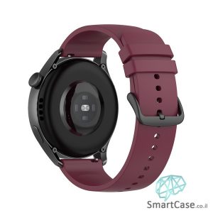 רצועת סיליקון חלקה בצבע Wine red אבזם שחור לשעוני גלקסי וואווי גרמין הואמי