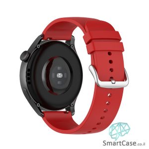 רצועת סיליקון חלקה בצבע Red אבזם כסוף לשעוני גלקסי וואווי גרמין הואמי