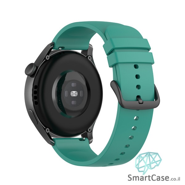 רצועת סיליקון חלקה בצבע Pine green אבזם שחור לשעוני גלקסי וואווי גרמין הואמי