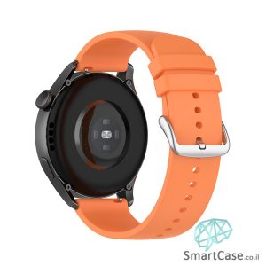 רצועת סיליקון חלקה בצבע Orange אבזם כסוף לשעוני גלקסי וואווי גרמין הואמי