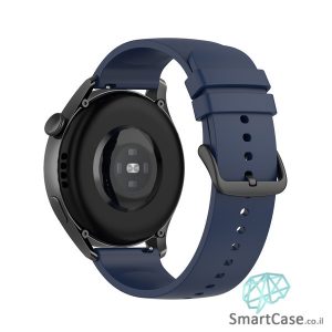 רצועת סיליקון חלקה בצבע Midnight blue אבזם שחור לשעוני גלקסי וואווי גרמין הואמי