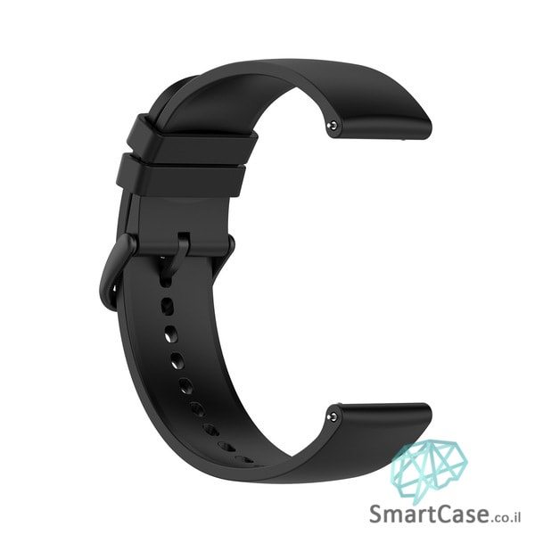 רצועת סיליקון חלקה בצבע Black אבזם שחור לשעוני גלקסי וואווי גרמין הואמי