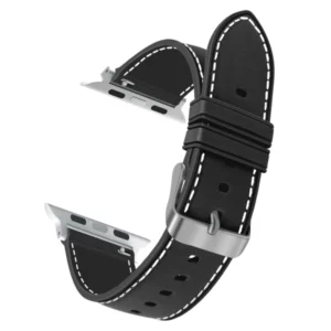 רצועת סיליקון אפל ווטש דמוי עור בצבע Black