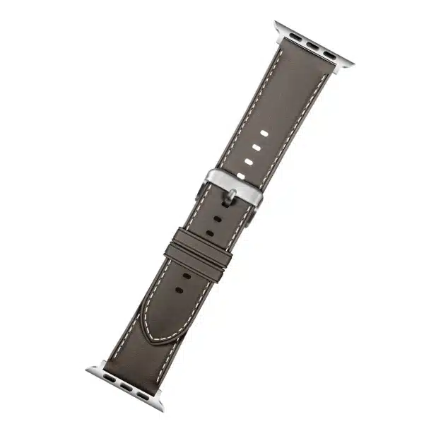 רצועת סיליקון אפל ווטש דמוי עור בצבע Gray