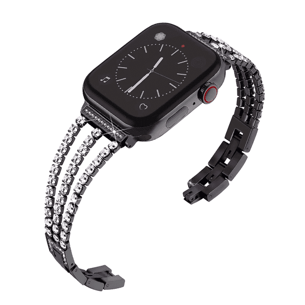 רצועה צמיד אבנים נוצצות לאפל ווטש 38/40/41mm שחור