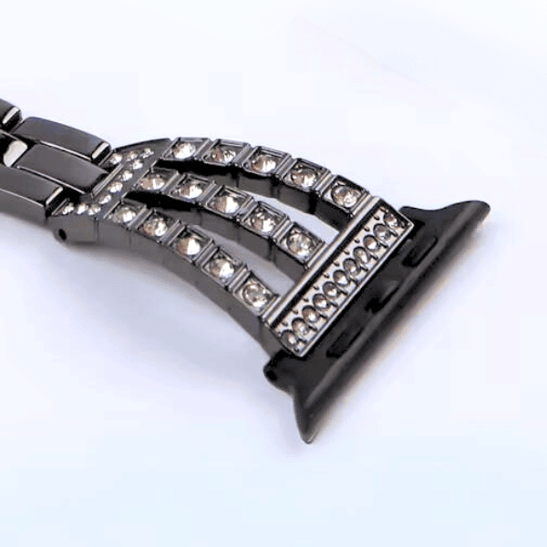 רצועה צמיד אבנים נוצצות לאפל ווטש 38/40/41mm שחור