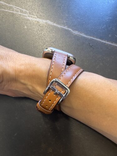 רצועת עור כפולה צרה לשעון אפל ווטש 44/45/46/49mm חום photo review