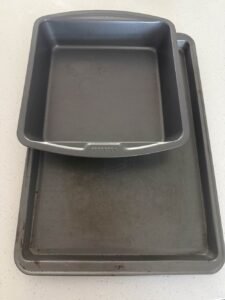 baking and cookie sheets on countertop