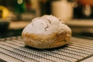 a loaf of bread in a kitchen