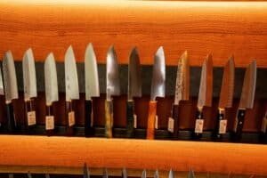 a display of nakiri knives