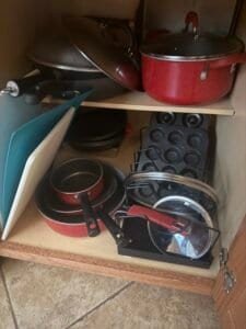 a pot and pan cabinet storage for kitchen