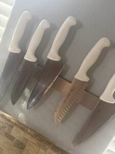 set of stainless steel knives