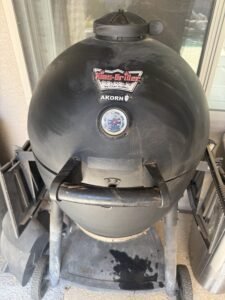 a kamado grill outside desert