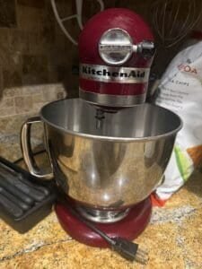 a kitchen aid stand mixer full on countertop
