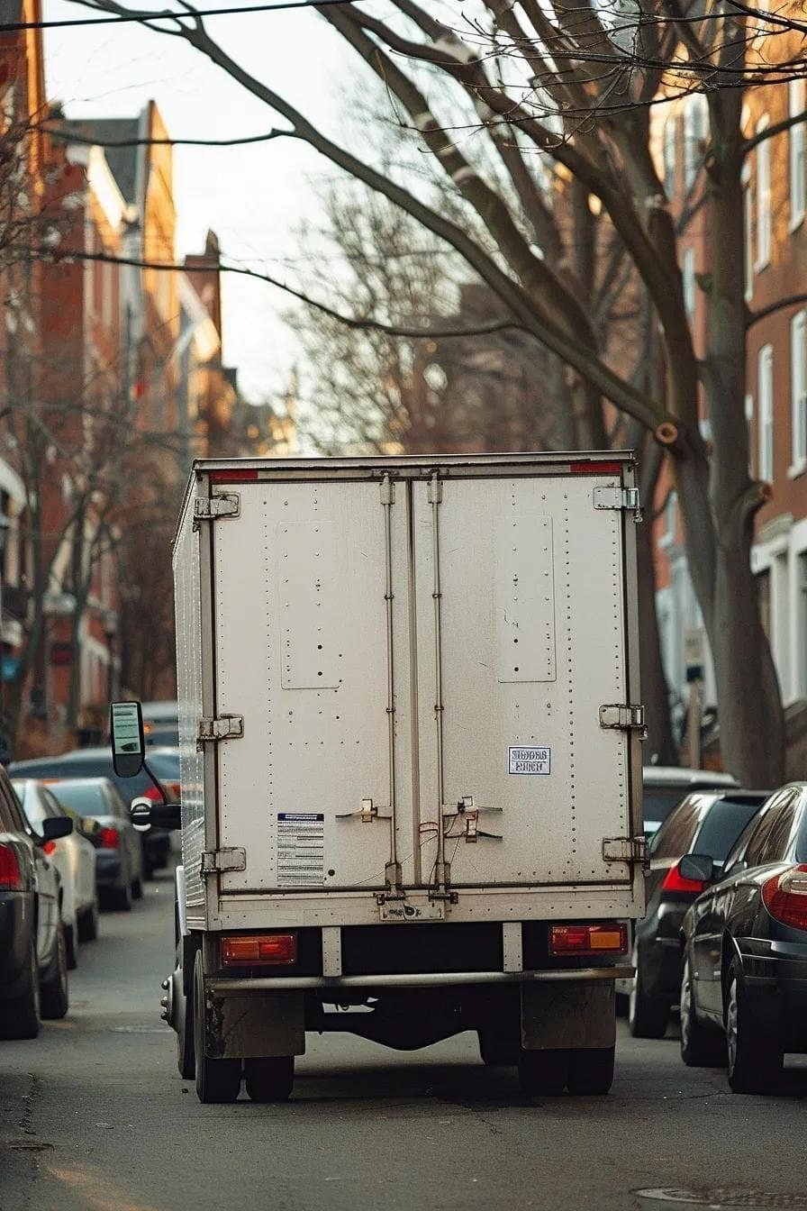 Moving truck with a temporary parking permit in North Reading, MA, illustrating local moving regulations