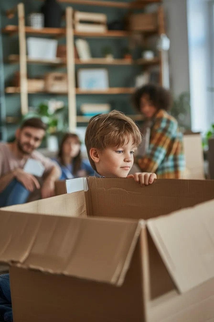 Family packing boxes for a long-distance move to North Reading, MA