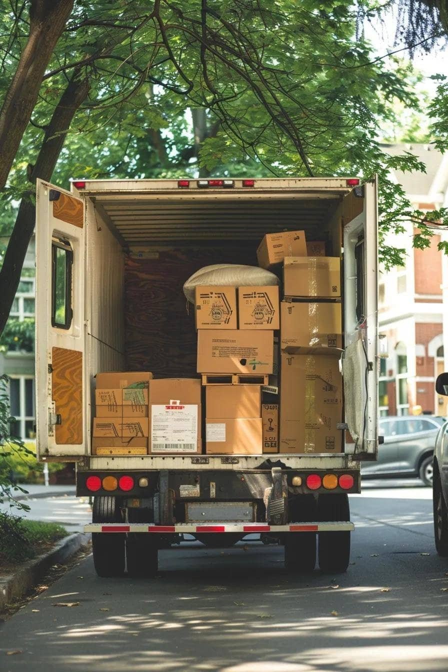 Moving truck with visible fee signs, illustrating common hidden moving company fees