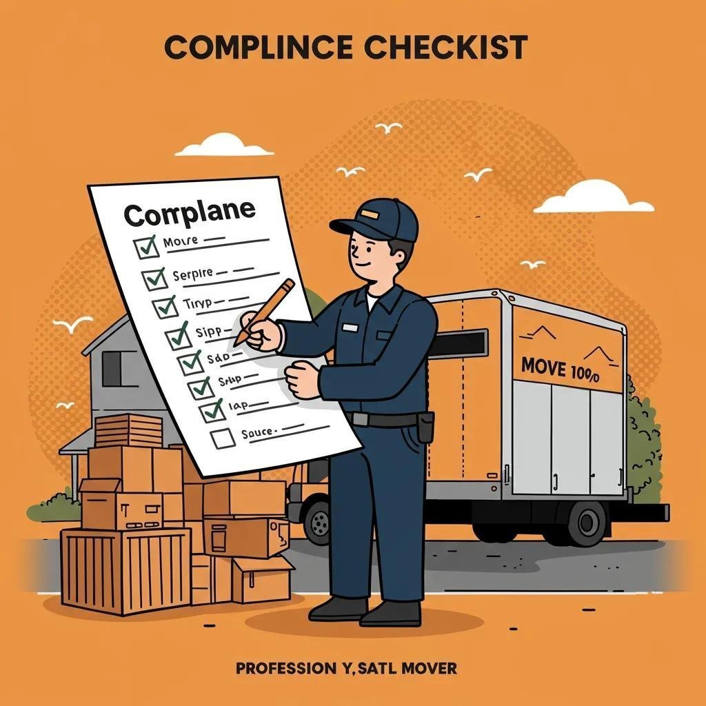 Mover reviewing a compliance checklist for federal moving regulations in Massachusetts