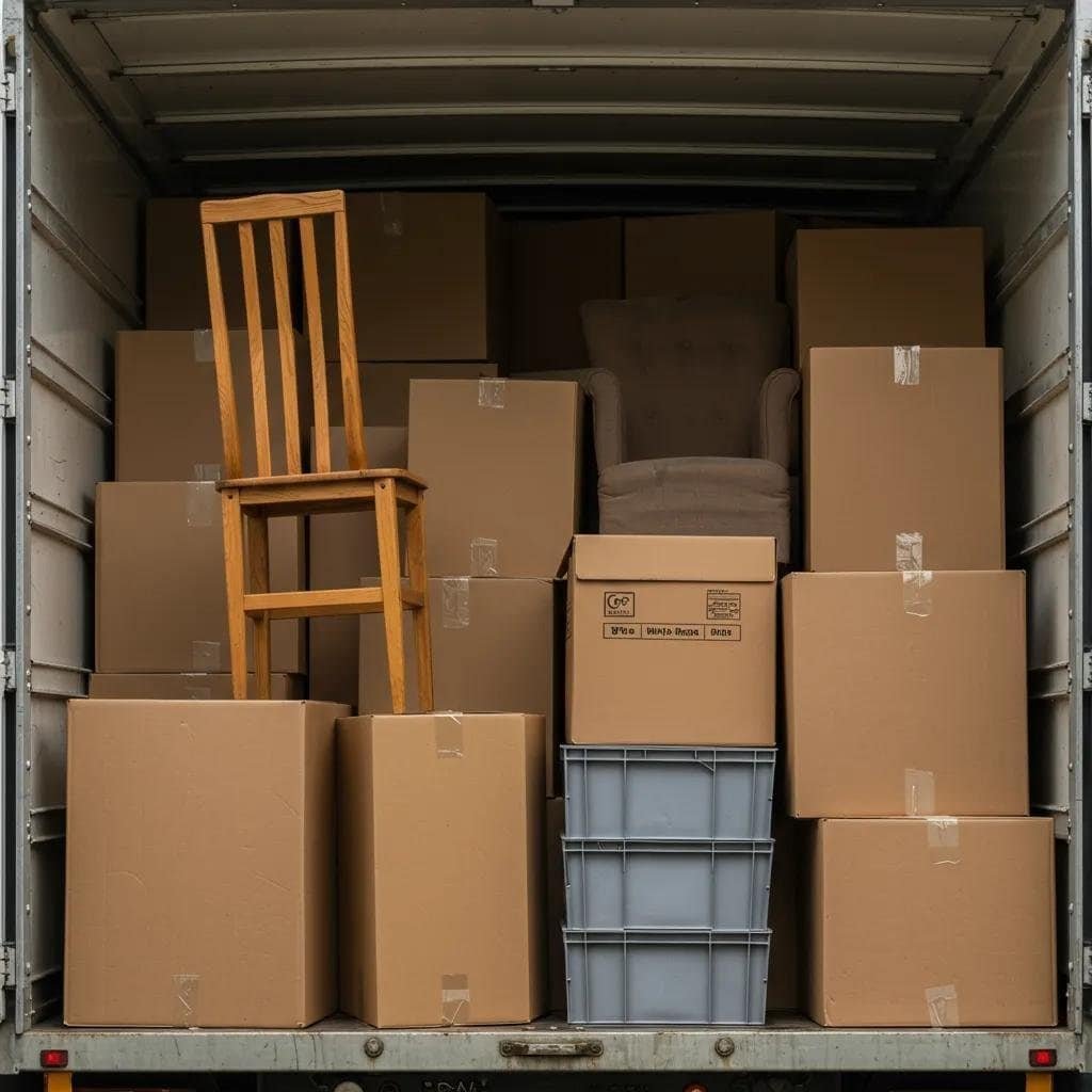 Moving truck loaded with various items, illustrating different pricing models