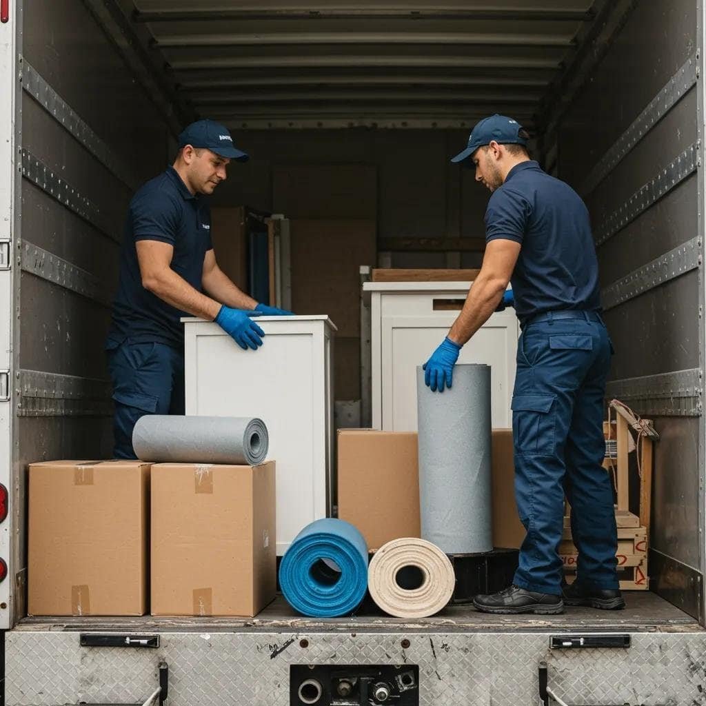 Professional movers packing fragile items, illustrating the benefits of full-service moving