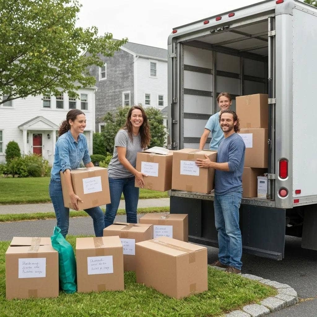 Family packing for a move in Massachusetts, highlighting the excitement and challenges of relocating