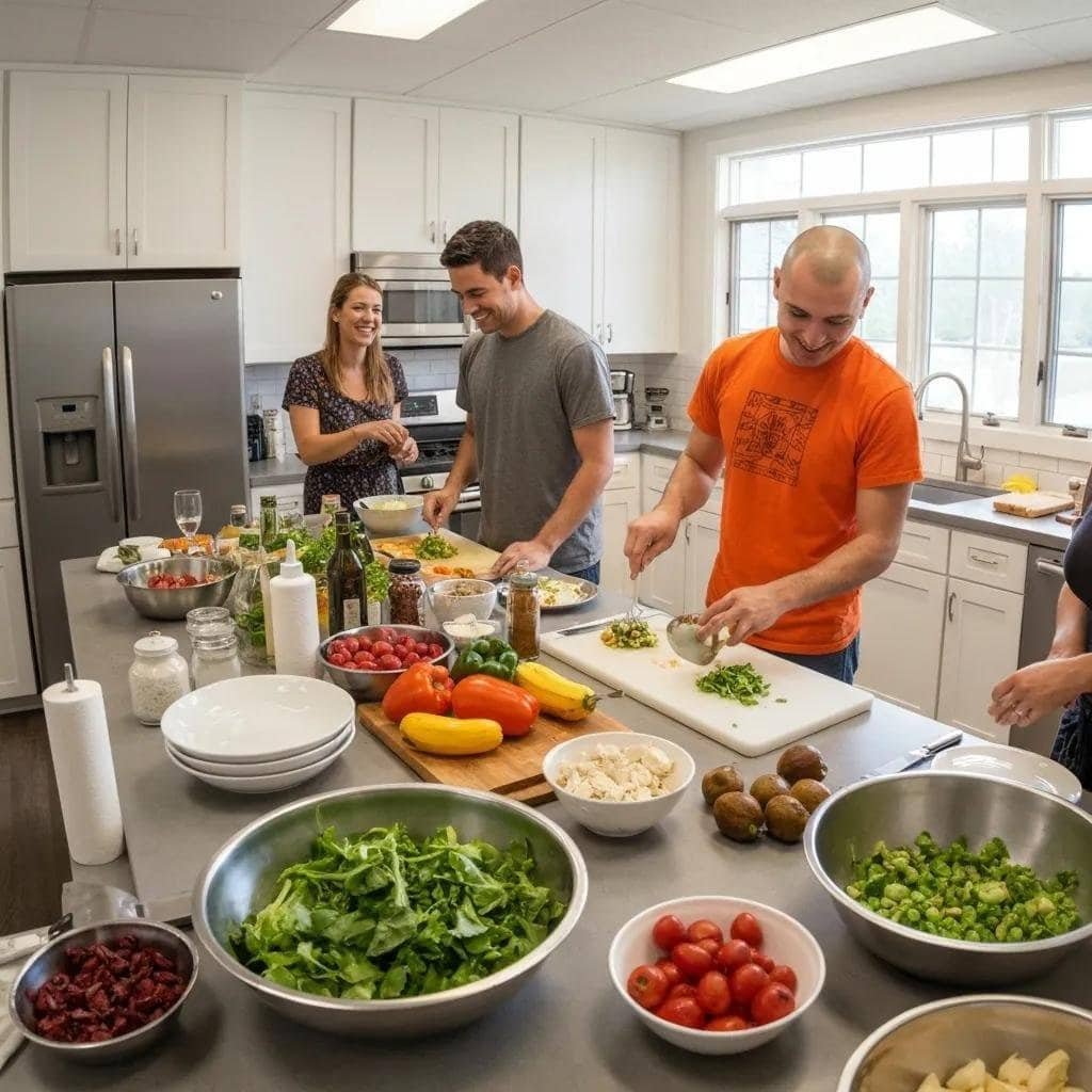Family preparing for a long-distance move with boxes and packing materials in a bright living room