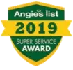 Angie's List 2019 Super Service Award badge, symbolizing recognition of Smart Penny Moving's outstanding customer service in the moving industry.