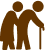 Icon of two seniors, one using a cane, representing Smart Penny Moving's senior moving services.