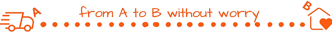Moving truck icon with text "from A to B without worry," emphasizing hassle-free moving services.